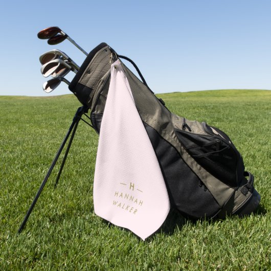 Monogram Blush Pink | Elegant Gold Minimalist Golfhanddoek (Groen)