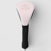 Monogram Blush Pink | Elegant Gold Minimalist Golfheadcover (Voorkant)