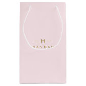 Monogram Blush Pink | Elegant Gold Minimalist Klein Cadeauzakje (Achterkant)