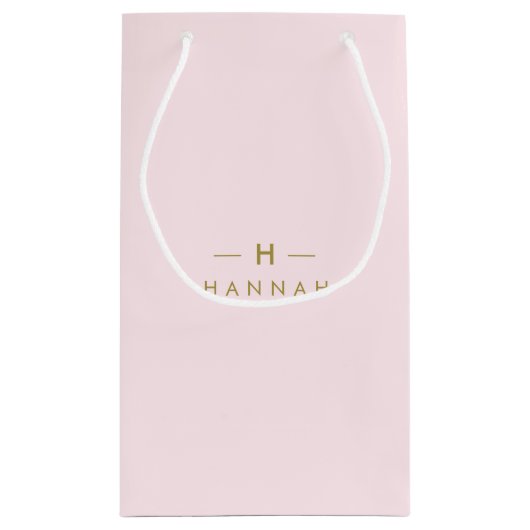 Monogram Blush Pink | Elegant Gold Minimalist Klein Cadeauzakje (Achterkant)