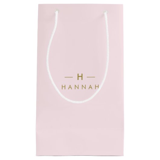 Monogram Blush Pink | Elegant Gold Minimalist Klein Cadeauzakje (Voorkant)