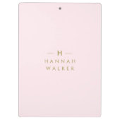 Monogram Blush Pink | Elegant Gold Minimalist Klembord (Achterkant)