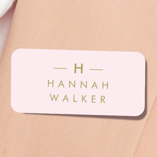Monogram Blush Pink | Elegant Gold Minimalist Naamplaatje