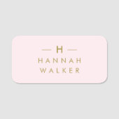 Monogram Blush Pink | Elegant Gold Minimalist Naamplaatje (Voorkant)