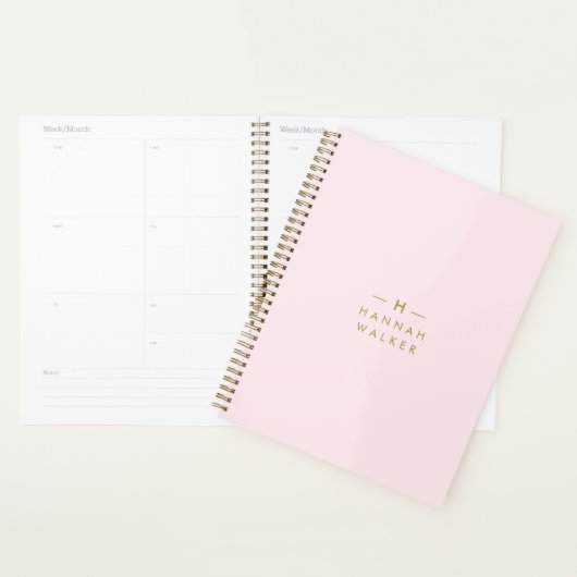 Monogram Blush Pink | Elegant Gold Minimalist Planner (Display)