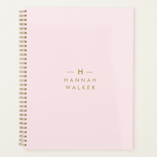 Monogram Blush Pink | Elegant Gold Minimalist Planner (Voorkant)