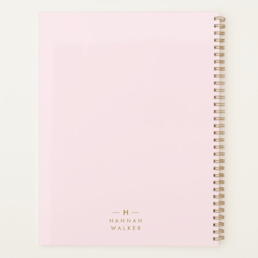 Monogram Blush Pink | Elegant Gold Minimalist Planner (Achterkant)