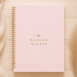 Monogram Blush Pink | Elegant Gold Minimalist Planner<br><div class="desc">Een eenvoudig stijlvol monogram op maat in een gouden moderne, minimalistische typografie op een elegante pastelroze achtergrond. De monogram initialen en de naam kunnen gemakkelijk samen met de eigenschaplijn worden gepersonaliseerd om een ontwerp zo uniek te maken zoals u bent! Het perfecte cadeau of accessoire op maat voor elke gelegenheid....</div>