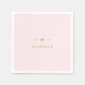 Monogram Blush Pink | Elegant Gold Minimalist Servet (Voorkant)