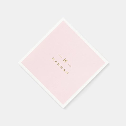 Monogram Blush Pink | Elegant Gold Minimalist Servet (Hoek)