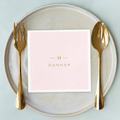 Monogram Blush Pink | Elegant Gold Minimalist Servet