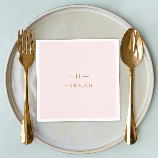 Monogram Blush Pink | Elegant Gold Minimalist Servet
