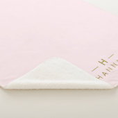 Monogram Blush Pink | Elegant Gold Minimalist Sherpa Deken (3/4)