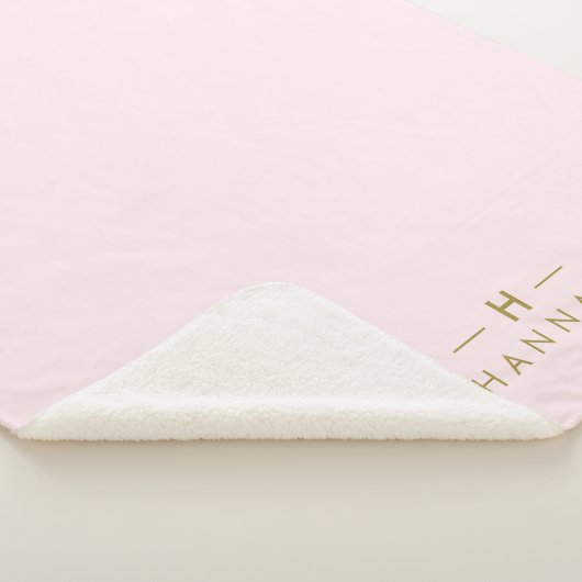 Monogram Blush Pink | Elegant Gold Minimalist Sherpa Deken (3/4)