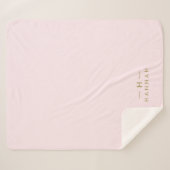 Monogram Blush Pink | Elegant Gold Minimalist Sherpa Deken (Voorkant (horizontaal))
