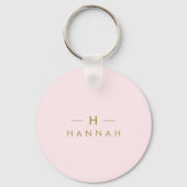 Monogram Blush Pink | Elegant Gold Minimalist Sleutelhanger (Voorkant)