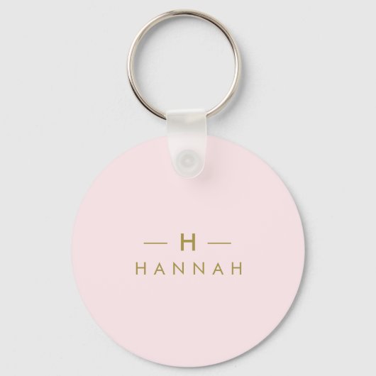 Monogram Blush Pink | Elegant Gold Minimalist Sleutelhanger (Voorkant)