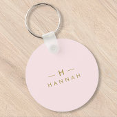 Monogram Blush Pink | Elegant Gold Minimalist Sleutelhanger