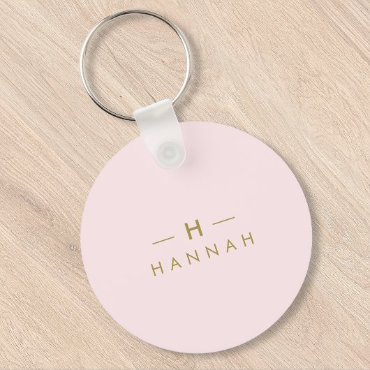 Monogram Blush Pink | Elegant Gold Minimalist Sleutelhanger