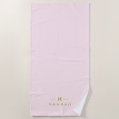 Monogram Blush Pink | Elegant Gold Minimalist Strandlaken (Voorkant)