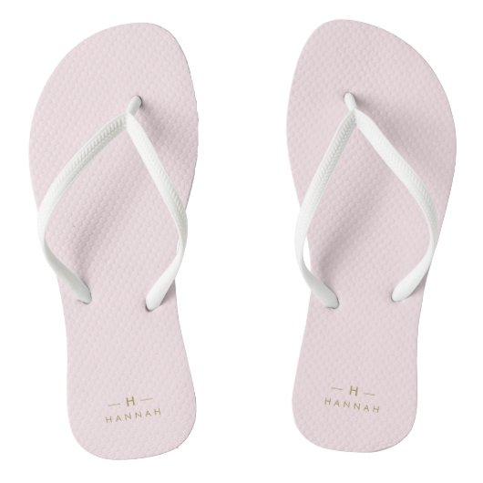 Monogram Blush Pink | Elegant Gold Minimalist Teenslippers (Voetbed)
