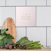 Monogram Blush Pink | Elegant Gold Minimalist Tegeltje