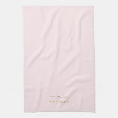 Monogram Blush Pink | Elegant Gold Minimalist Theedoek (Verticaal)