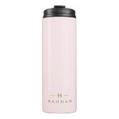 Monogram Blush Pink | Elegant Gold Minimalist Thermosbeker (Voorkant)