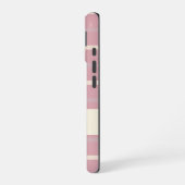 Monogram Blush Pink en Cream Stripe Pattern iPhone 16 Hoesje (Linkerkant)