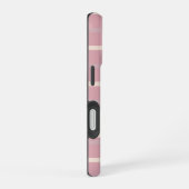 Monogram Blush Pink en Cream Stripe Pattern iPhone 16 Hoesje (Rechterkant)