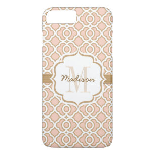 Monogram Blush Pink en Gold Quatrefoil Case-Mate iPhone Case