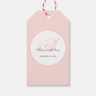 Monogram Blush Pink en White Cadeaulabel