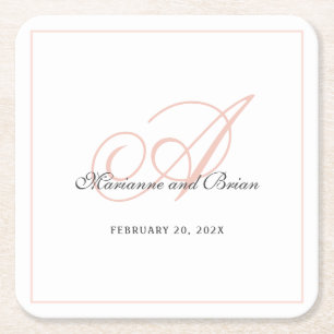 Monogram Blush Pink en White Kartonnen Onderzetters