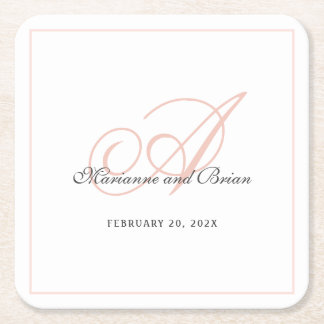 Monogram Blush Pink en White Kartonnen Onderzetters
