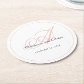 Monogram Blush Pink en White Ronde Kartonnen Onderzetter (Gebogen)