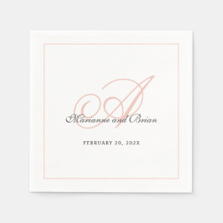 Monogram Blush Pink en White Servet