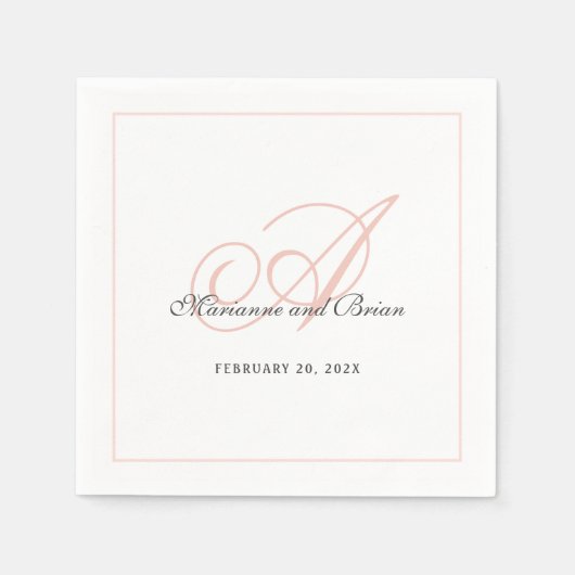 Monogram Blush Pink en White Servet (Voorkant)
