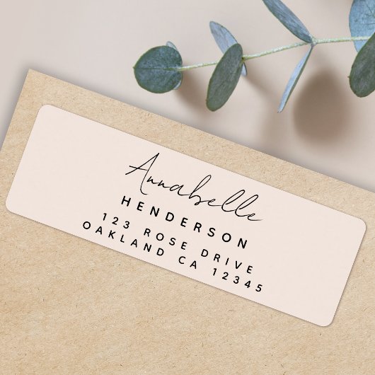 Monogram Blush Pink | Feminine Return Address Etiket