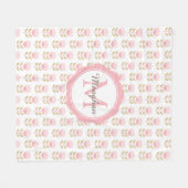 Monogram Blush Pink Floral Pattern Fleece Deken (Voorkant (Horizontaal))