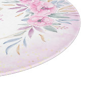 Monogram Blush Pink Floral Waterverf Elegant Snijplank (Hoek)
