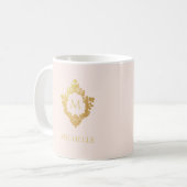 Monogram Blush Pink Gold   Crest Naam Koffiemok (Voorkant links)