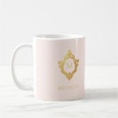 Monogram Blush Pink Gold   Crest Naam Koffiemok (Links)