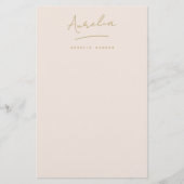 Monogram | Blush Pink Gold Eenvoudig gepersonalise Briefpapier (Voorkant)