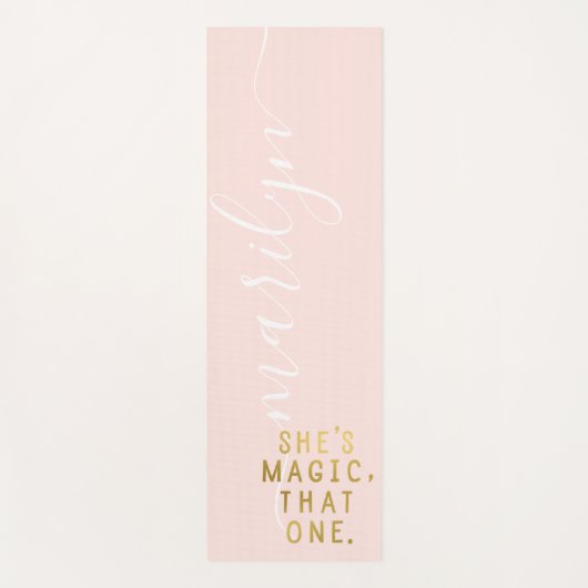 Monogram Blush Pink Gold Girl Power Ze is Magic Yogamat (Voorkant)