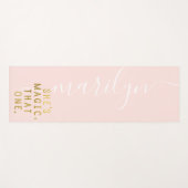 Monogram Blush Pink Gold Girl Power Ze is Magic Yogamat (Voorkant (horizontaal))