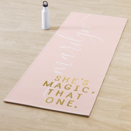 Monogram Blush Pink Gold Girl Power Ze is Magic Yogamat (In situ)