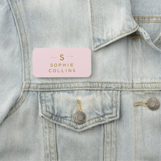 Monogram Blush Pink Gold Minimalist Elegant Naamplaatje (In situ)