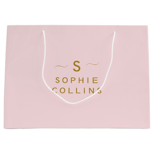 Monogram Blush Pink Gold Minimalist Elegant Name Groot Cadeauzakje (Voorkant)