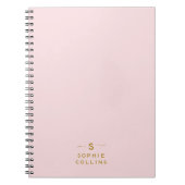 Monogram Blush Pink Gold Minimalist Elegant Name Notitieboek (Voorkant)