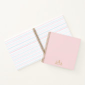 Monogram Blush Pink Gold Minimalist Elegant Name Notitieboek (Binnen)